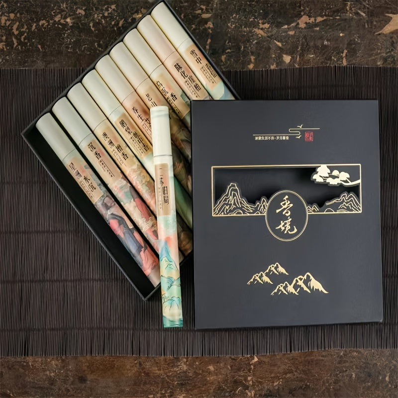 400 tayoqchali tutunli to'plam, meditatsiya, yoga va uy bezatish uchun an'anaviy hidlar bilan. Tuxumsiz ishlab chiqarilgan yog'ochdan tayyorlangan. Sandal va Agarwood kabi turli xil hidlarni o'z ichiga oladi. Rojdestvo va Halloween uchun mukammal.