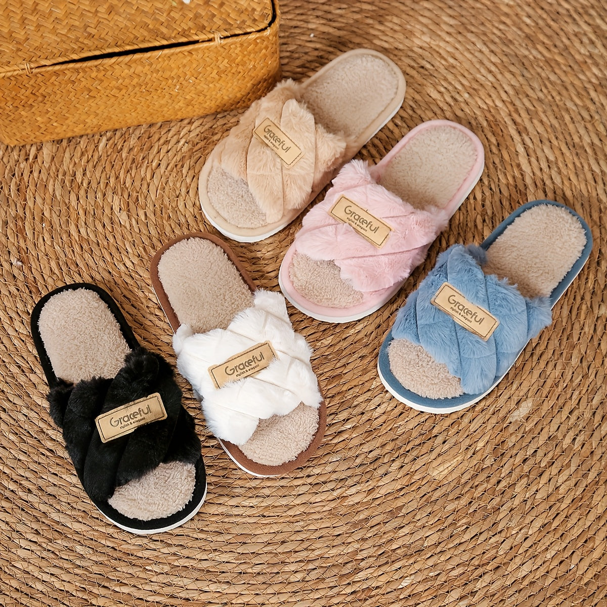 Women's Casual Indoor Flat Open-Toe Slippers for All Seasons
