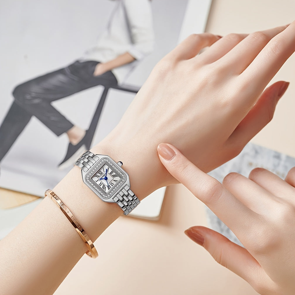 Ladies Watch Small Square Roman Shell Dial Elegant Fashionable Timepiece