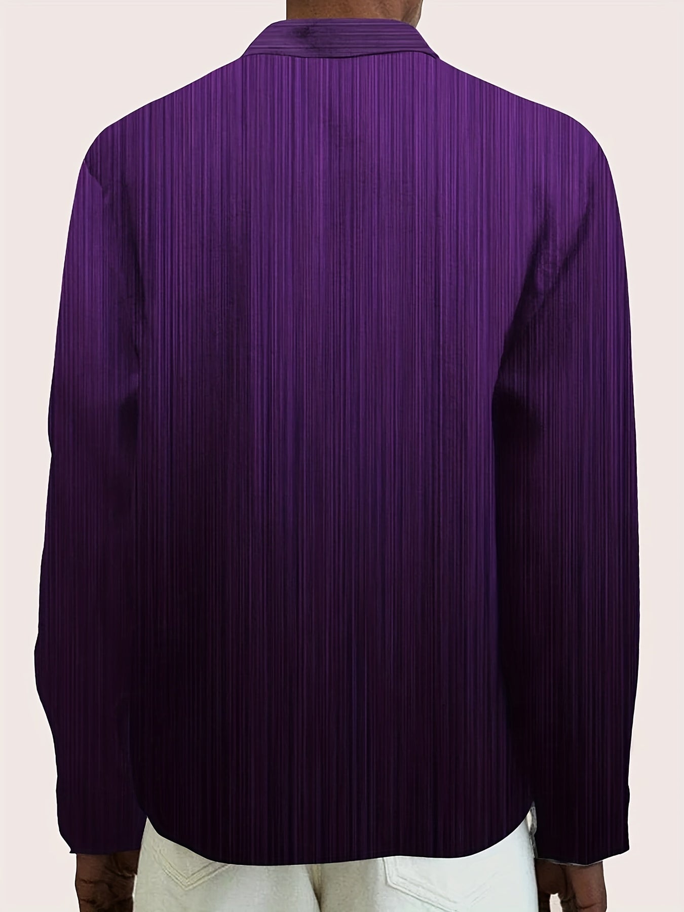 Plus Size Men's Ombre Gradient Textured Woven Shirt for Fall Winter