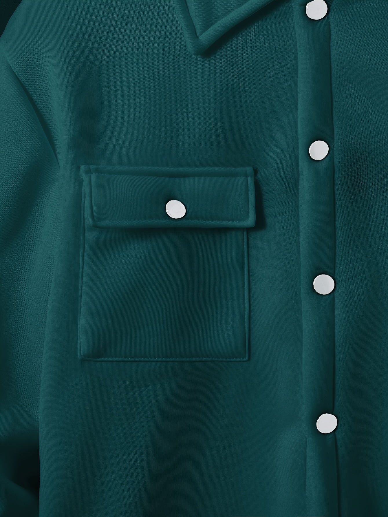 Men's Casual Solid Color Polyester Outfit Long Sleeve Button-Down Jacket and Drawstring Pants for Fall Winter