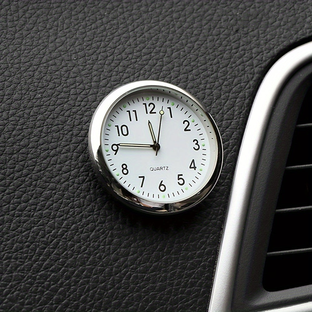 Car Interior Luminous Quartz Clock Stick-On Auto Ornament, Small, Easy Install