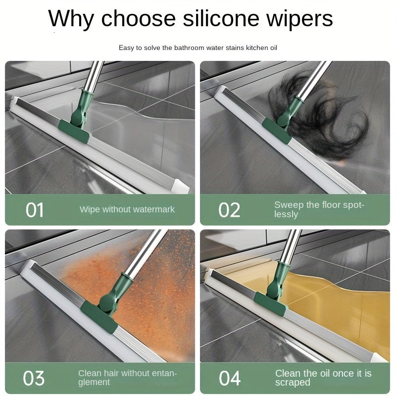 Ajoyib silikon mopu - hammom va uy uchun ko'p funksiyali pol qirqgichi, elektr talab qilmaydi, uy tozalash uchun mukammal, zamonaviy dizayn