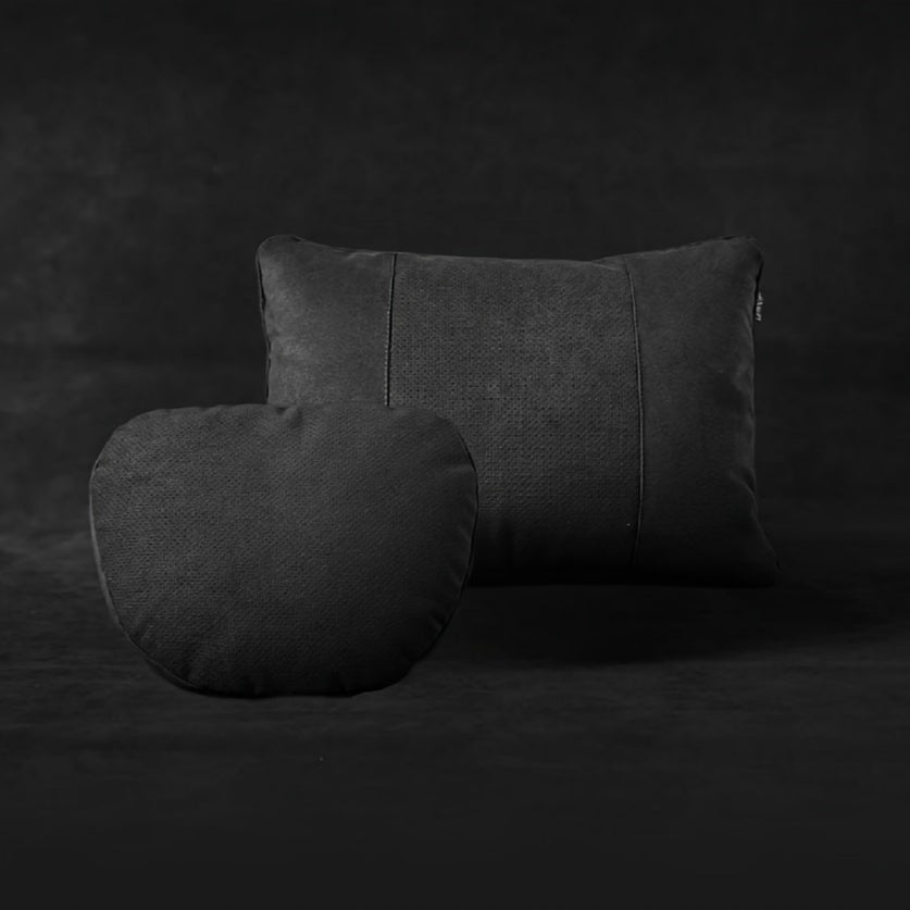 Universal Suede Headrest and Lumbar Support Combo Breathable Ergonomic Pillow Set