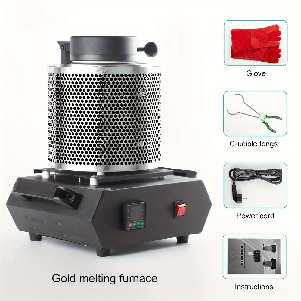 3kg Metal Melting Furnace Kit with Stainless Steel Crucible and Ceramic Insulation