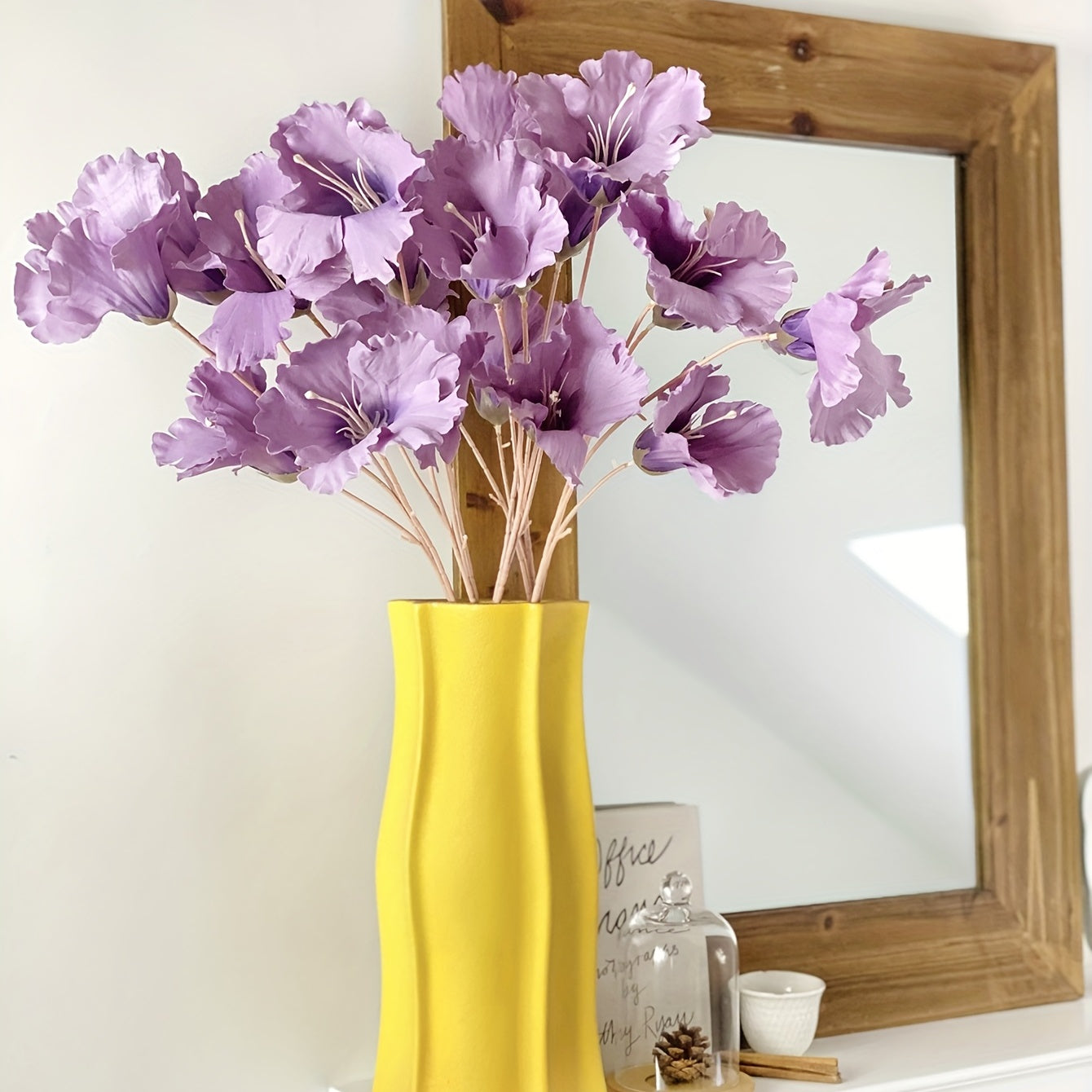 Arreglo de flores artificiales Exhibición de flores Morning Glory de 30 pulgadas para hogar, oficina, boda