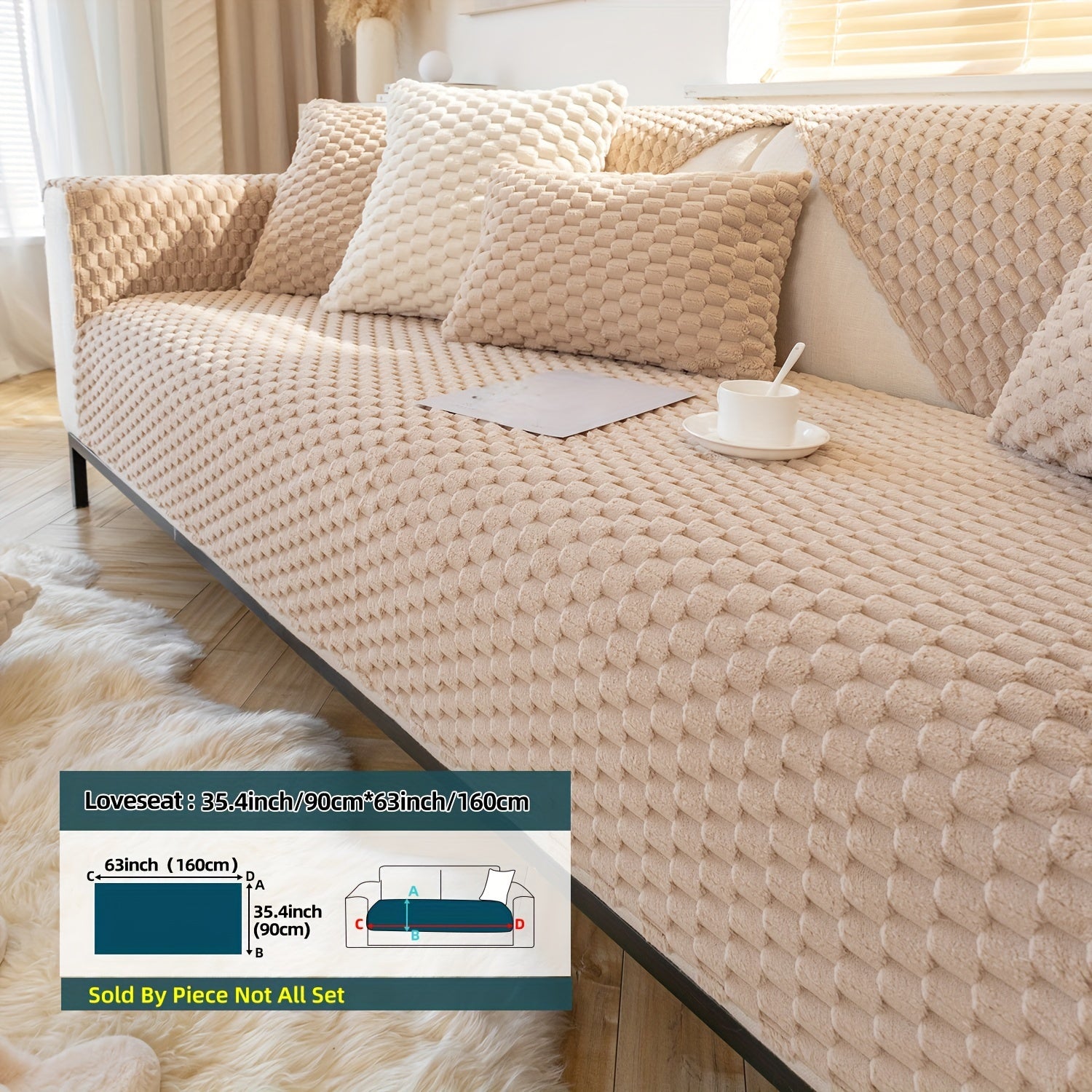 Cojín de sofá nórdico de felpa con diseño antideslizante para todas las estaciones