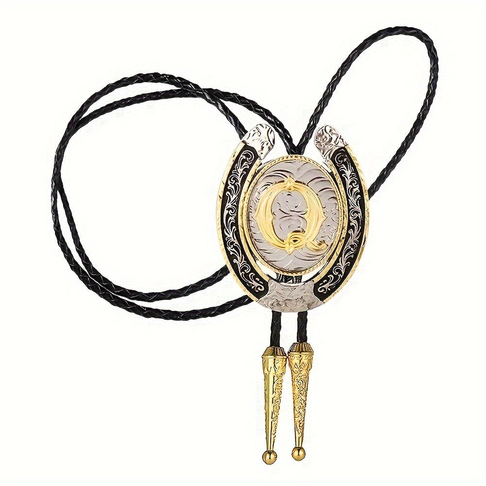 Men's Gold Round Tie with Letters A to Z Western Fashion Street Necklace Accessory