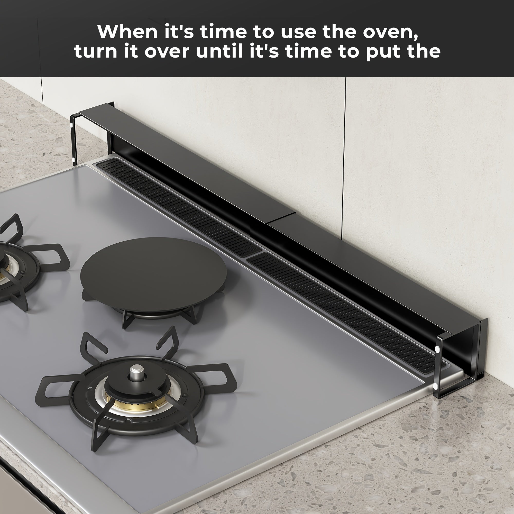 Stainless Steel Gas Stove Backsplash Guard Adjustable Oil-Resistant Shelf