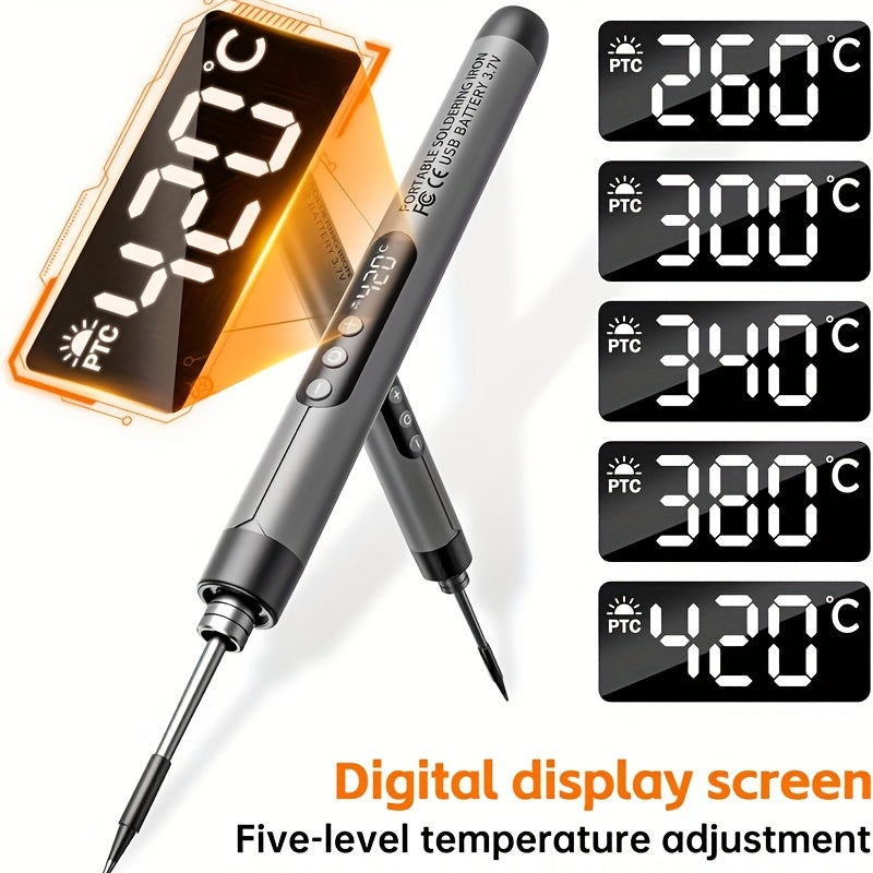 Wireless Soldering Kit with Digital Display USB Rechargeable Battery Multi-Temperature Control