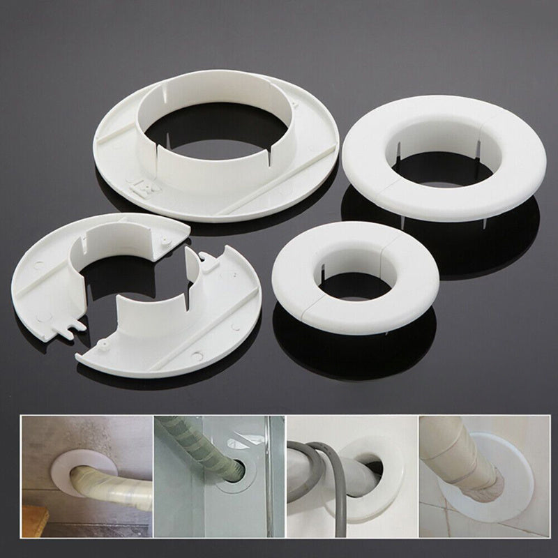 Set of 4 White Plastic Air Conditioner Hole Covers Wall-Mounted Pipe Caps