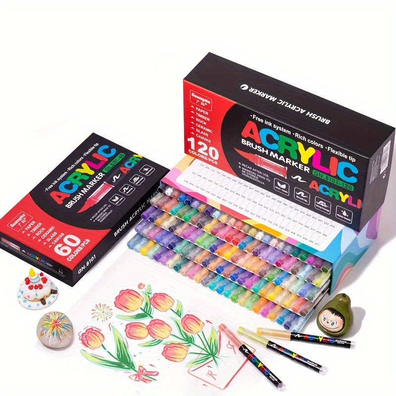 Liquid Acrylic Markers Set with Soft Tip for Art and DIY Projects Large Capacity Non-Press Pen