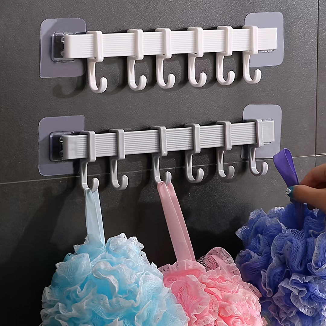 Durable Wall Rack with 6 Hooks for Bathroom Kitchen Balcony Corners