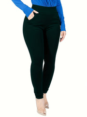 Plus Size Women’s Stretchy High Waist Pocket Leggings for Spring Fall