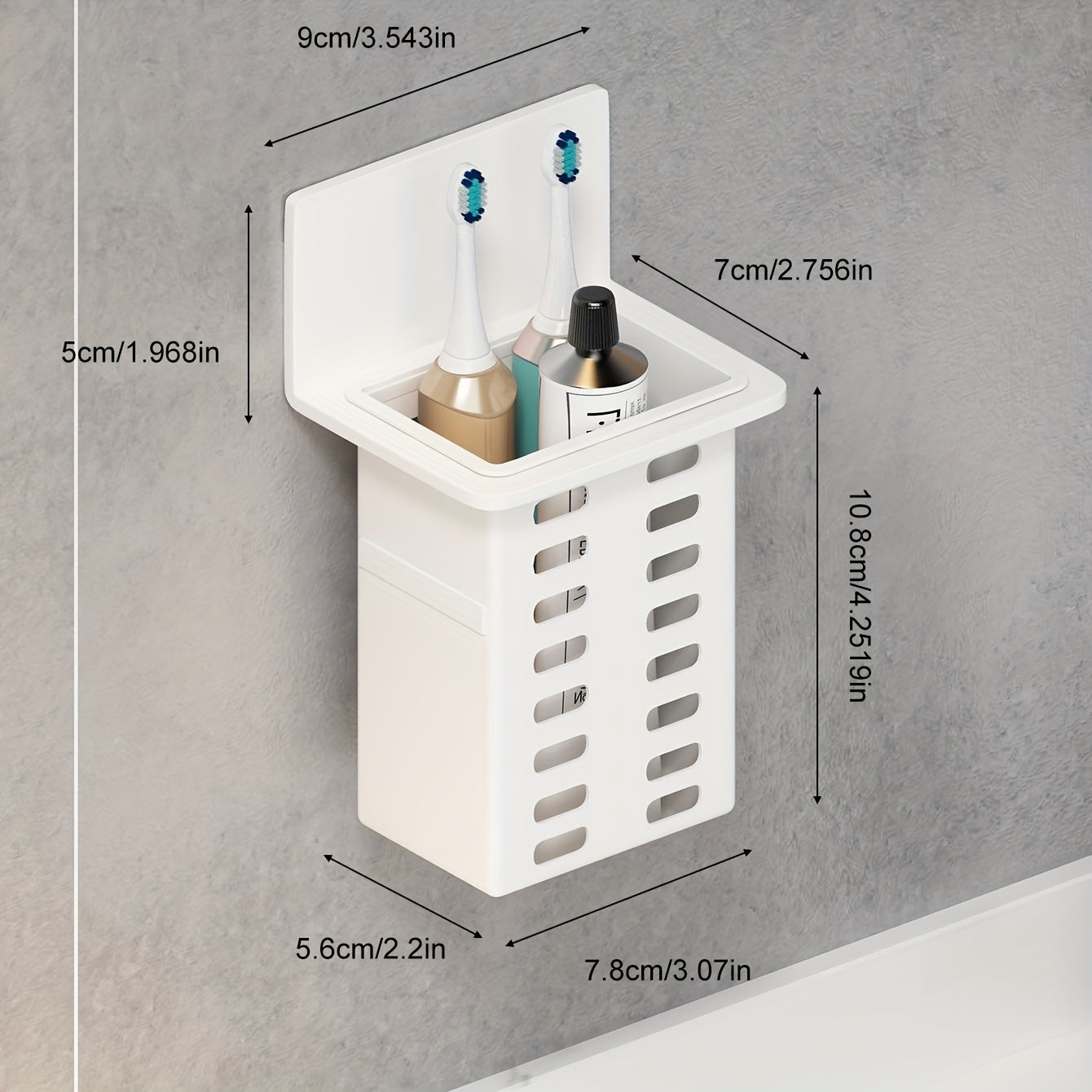 Wall-Mounted Bathroom Toothbrush Holder with Toothpaste and Brush Storage