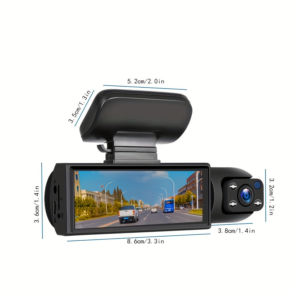 Cámara de tablero para coche con doble lente 1080P, sensor de gravedad, grabación en bucle de 64GB, batería de 12 horas