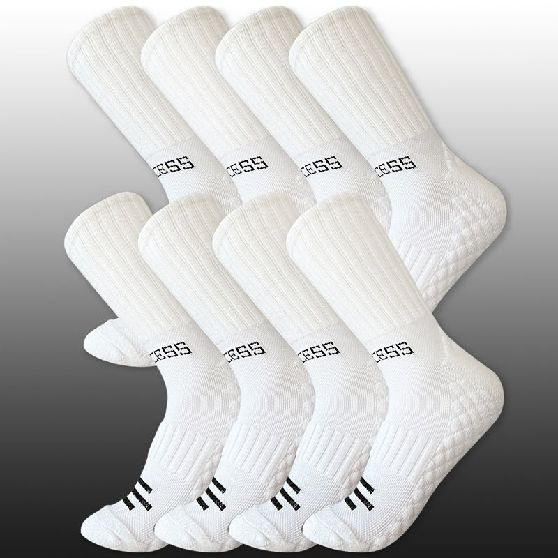 Men's Long Socks 8 Pairs Autumn Winter Thick Towel Bottom Sweat-Absorbing Knit