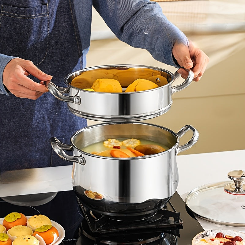 Stainless Steel Steamer Set 3 Pieces Double Thickened Multi-Use Kitchen Dining