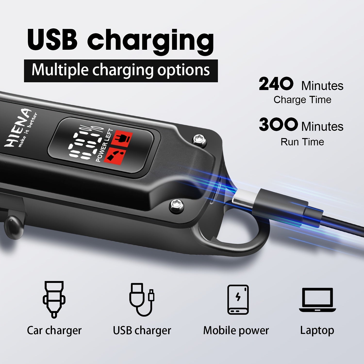 Hiena Pro 2 dona Erkaklar Soch Qirqish Mashinalari va Saç Qirqish Qaychi: Uyda foydalanish uchun uskunalar, USB orqali zaryadlanadigan parvarish to'plami sovg'a.