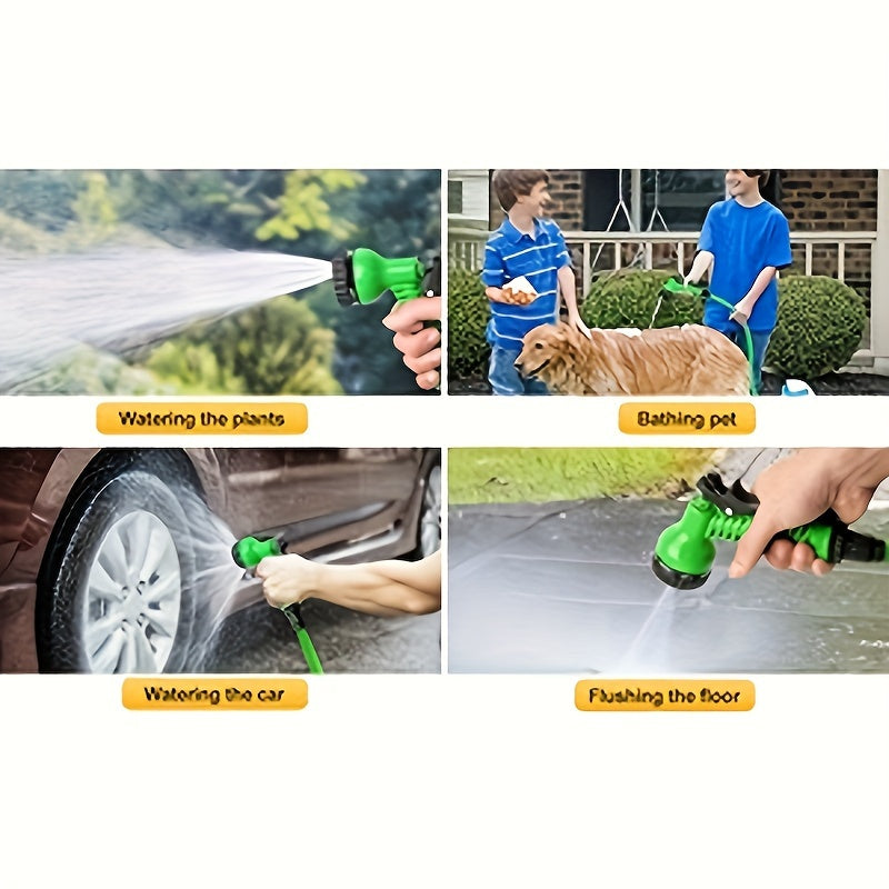 Универсальный выдвижной садовый шланг с распылителем, прочный резиновый материал для мойки автомобилей под высоким давлением и орошения. Совместим со стандартами резьбы в Европе и Америке, доступен в