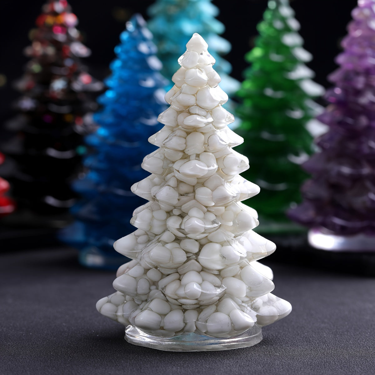 Resin Artificial Gemstone Christmas Tree Ornament for Holiday Decor and Gifts