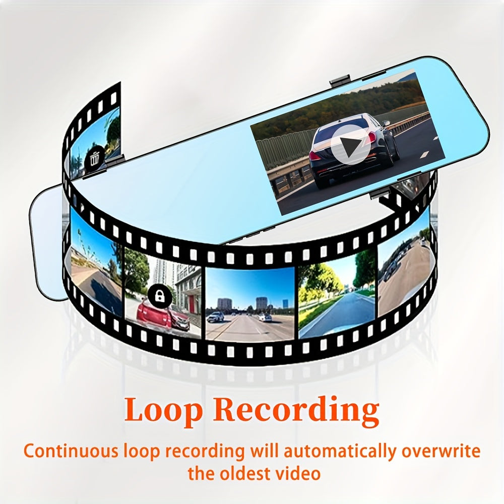 5-дюймовый экран автомобиля видеорегистратор с передней и задней записью, циклический DVR
