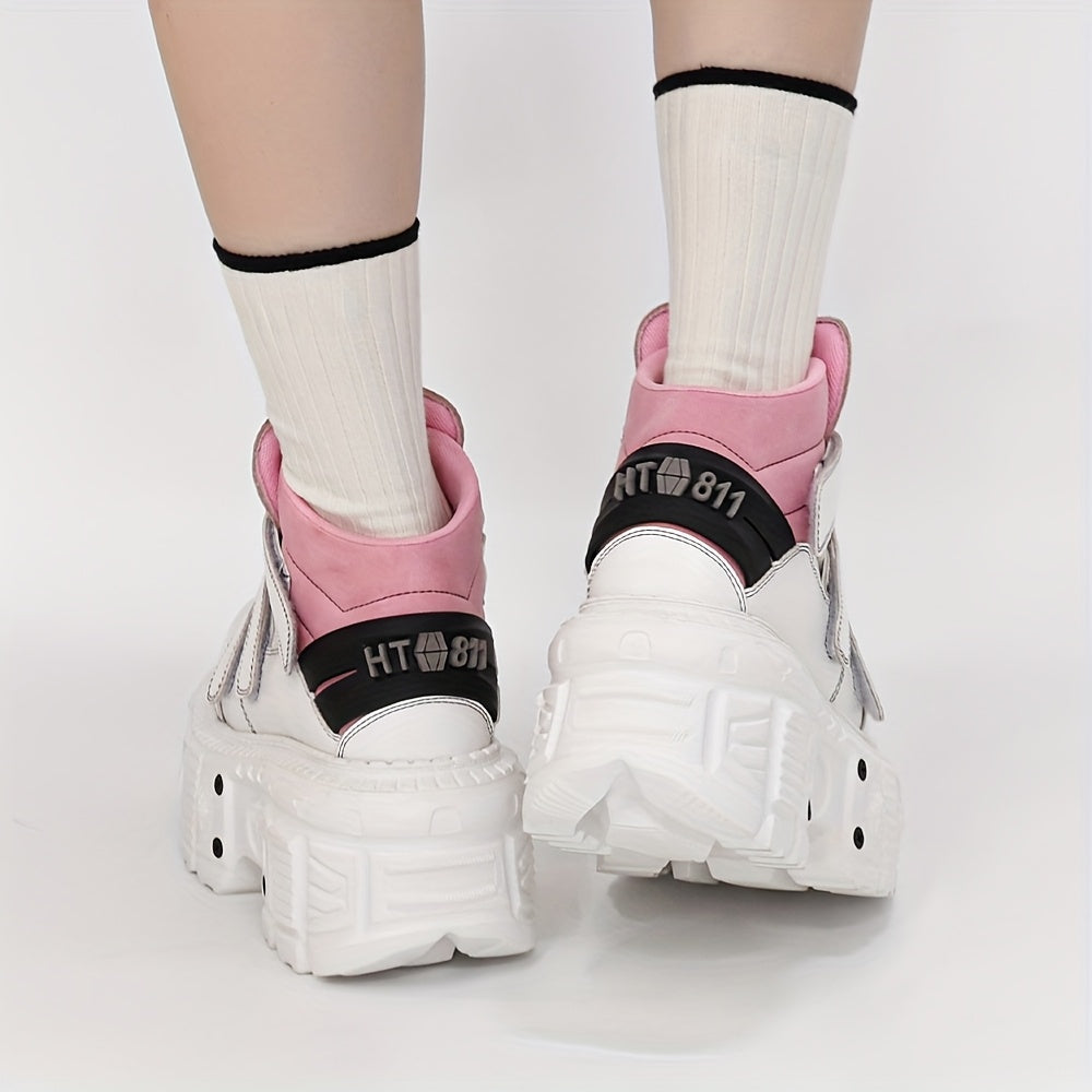 U-Double Y2K Gothic Punk Ayollar uchun Platforma Botinkalari, Yumshoq Boshli, EVA Taglik va Qisqichli Yopish, Rok Poyabzallari