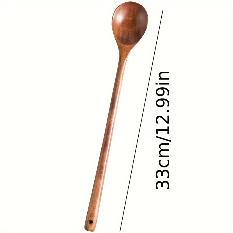 Wooden Serving Spoon 13-Inch Long Handle Ergonomic Kitchen Utensil for Cooking and Serving