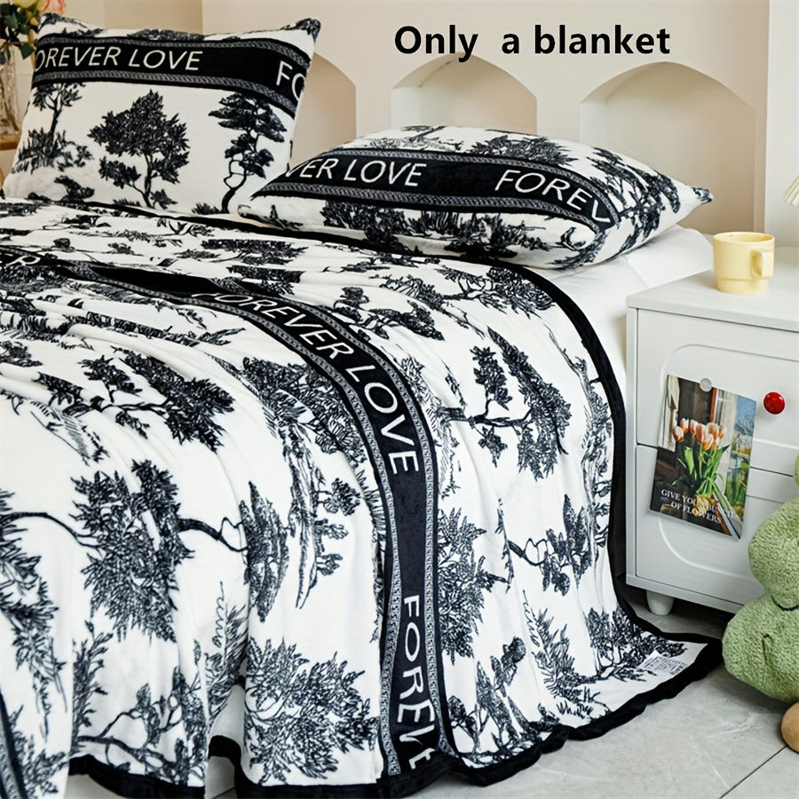 Milk Fleece Throw Blanket Vintage Chinese Ink Painting Cozy Bed Couch Travel