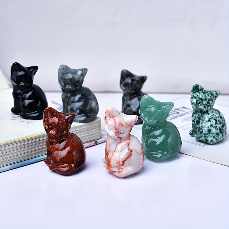 Фигурка кошки из натурального кристалла для карманов и комнат, подарок