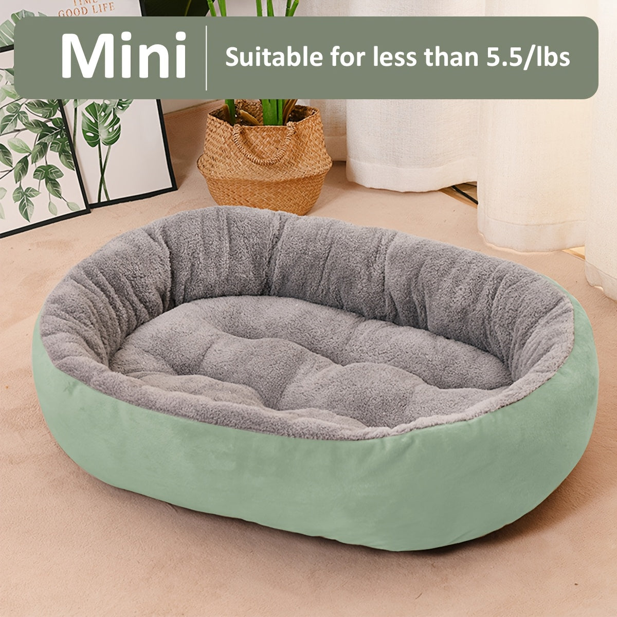 Oval Pet Bed for Small to Medium Dogs Plush Polypropylene Non-Assembled