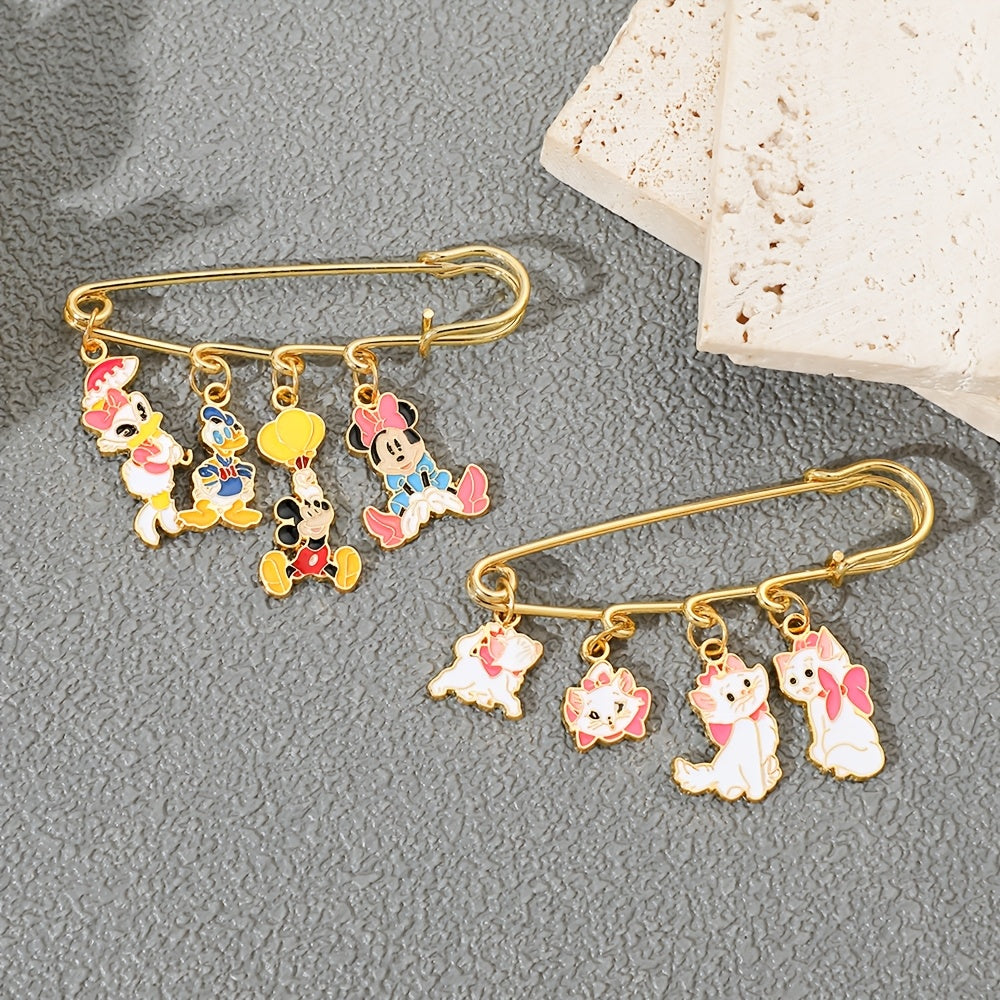 Juego de 2 pins de esmalte de Mickey, Minnie y Donald, personajes de dibujos animados para ropa, mochila, accesorios
