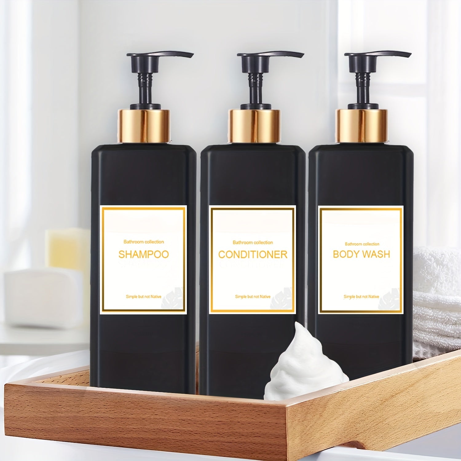 3-Piece Soap Dispenser Set Waterproof Labels Bathroom Accessories Home Decor