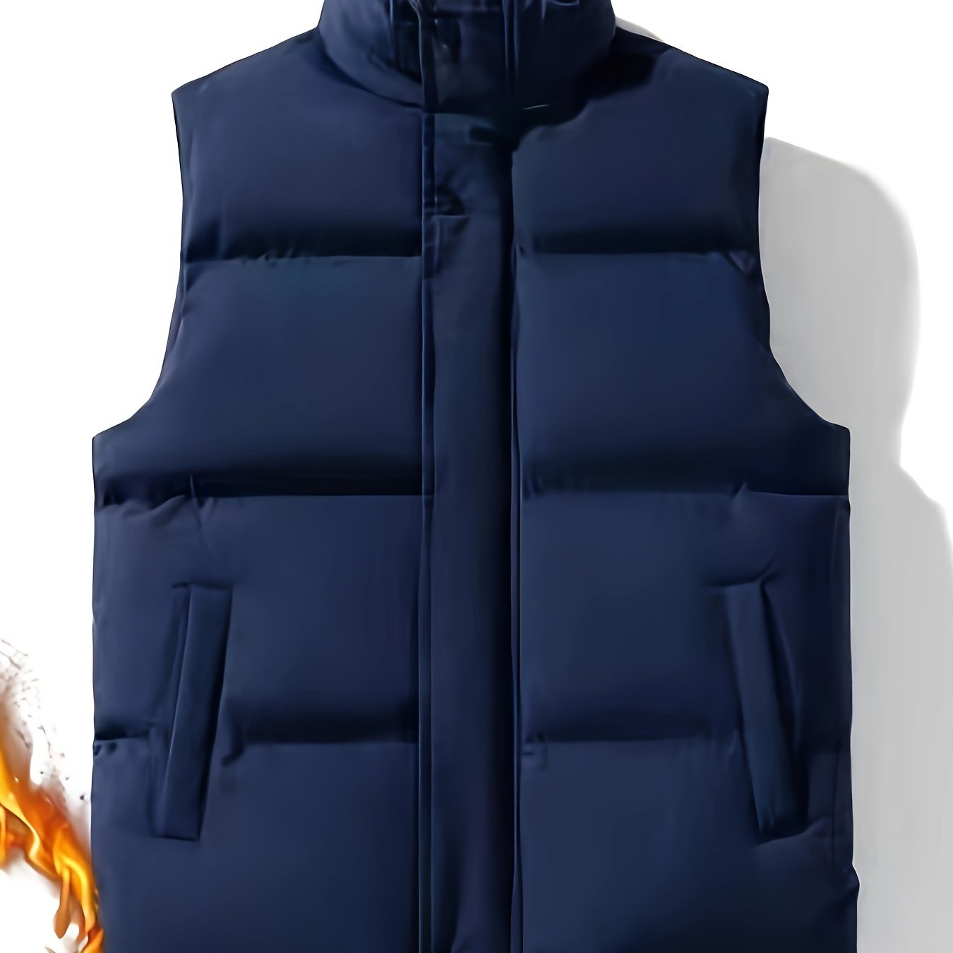Men's Warm Puffer Vest with Pockets for Hiking Outdoor Fall Polyester Filled Regular Fit