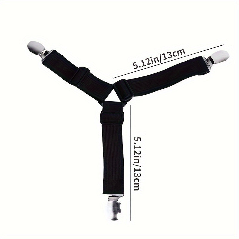 Set of Four Adjustable Bed Sheet Grippers with Fasteners for Mattress Covers and Quilts