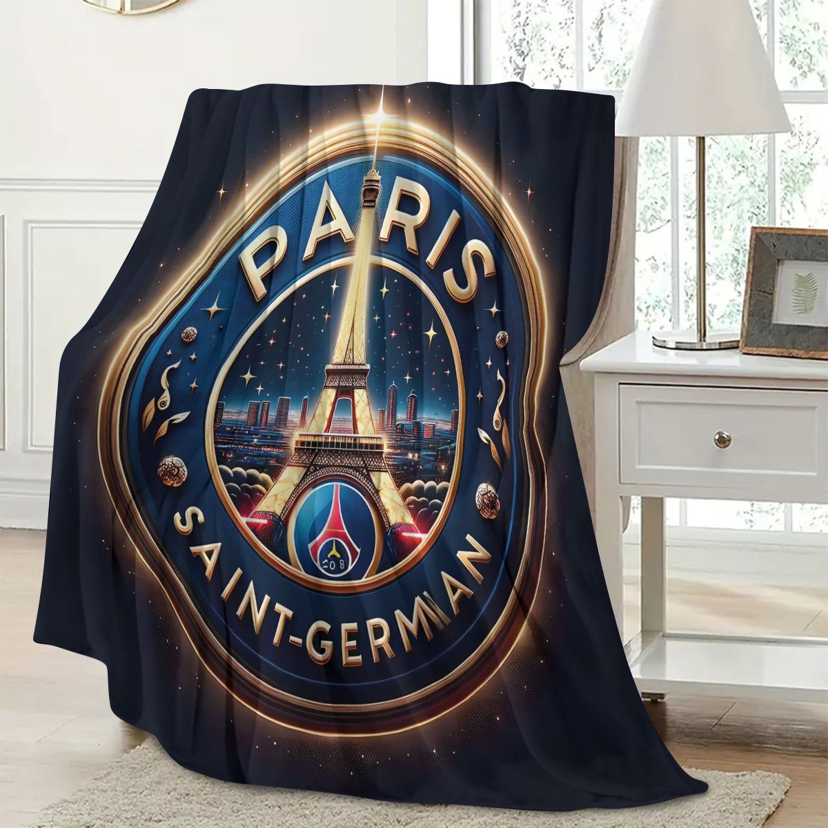 Soft Flannel Throw Blanket for Bed Sofa Chair All-Season with Eiffel Tower Print
