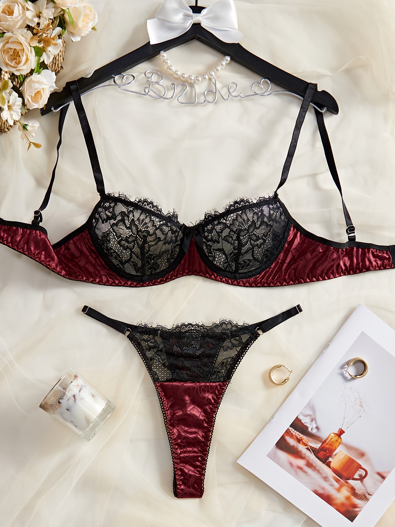 Women's Seductive Lace Lingerie Set with Adjustable Straps
