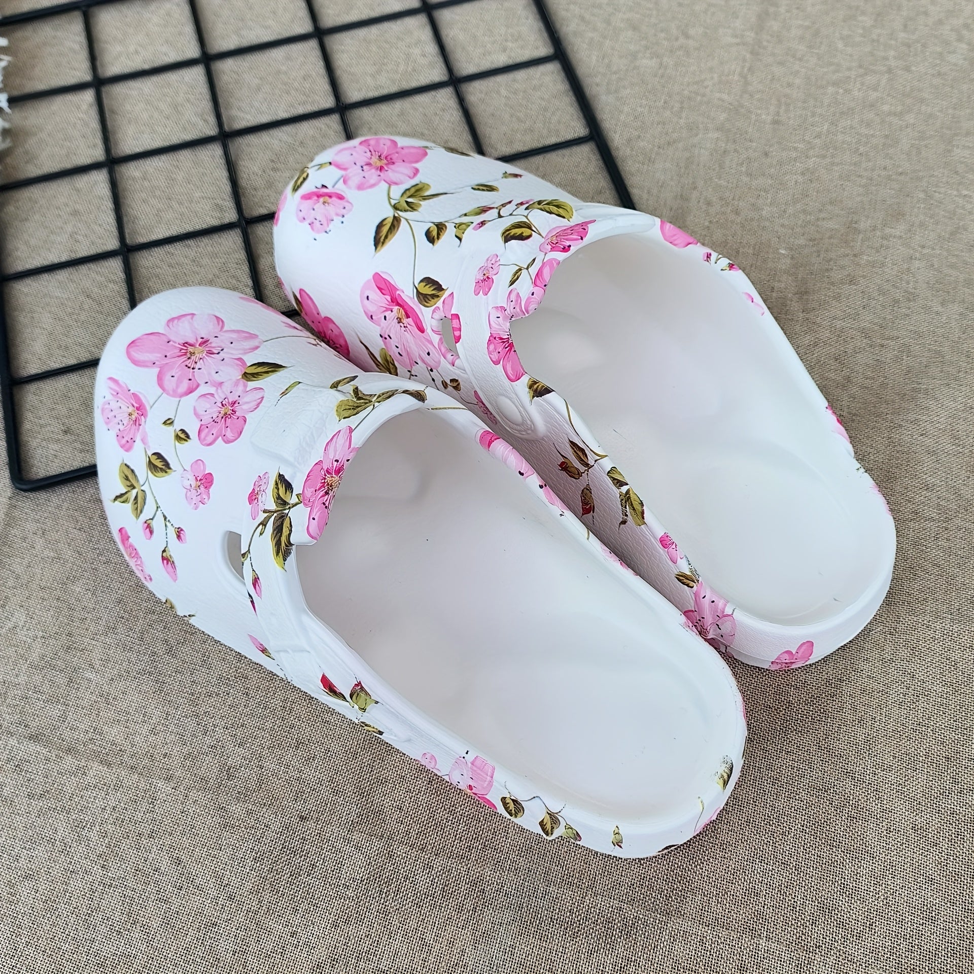 Women's Lightweight Casual Slip-On Loafers with Floral Print EVA Shoe