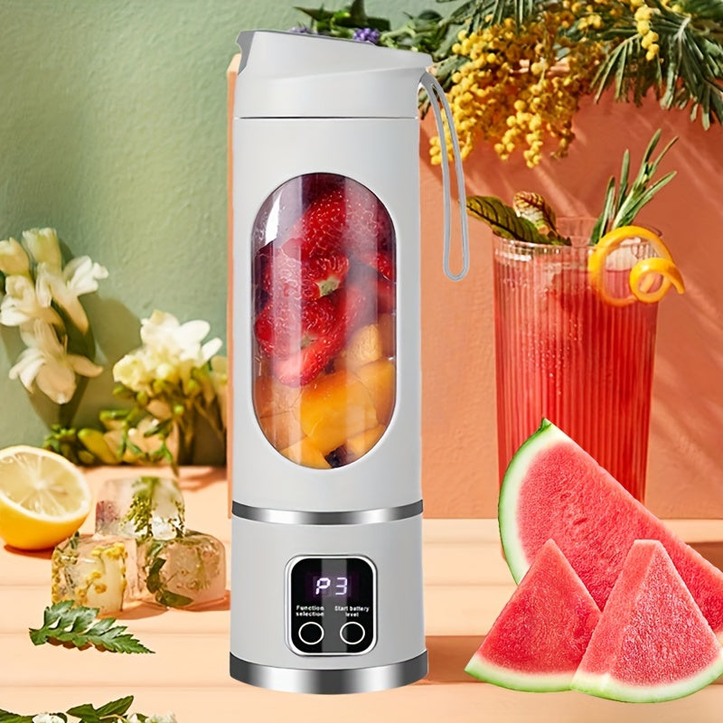 Exprimidor inalámbrico portátil con pantalla LED, 12 cuchillas, capacidad de 450ml