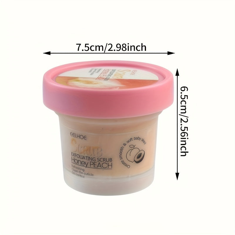 EEHOE Honey Peach Body Scrub Cream (3.53oz) - Yumshoq teri uchun chuqur tozalaydi va eksfoliatsiya qiladi. Barcha teri turlari uchun mos keladi. Glicerin o'z ichiga oladi.