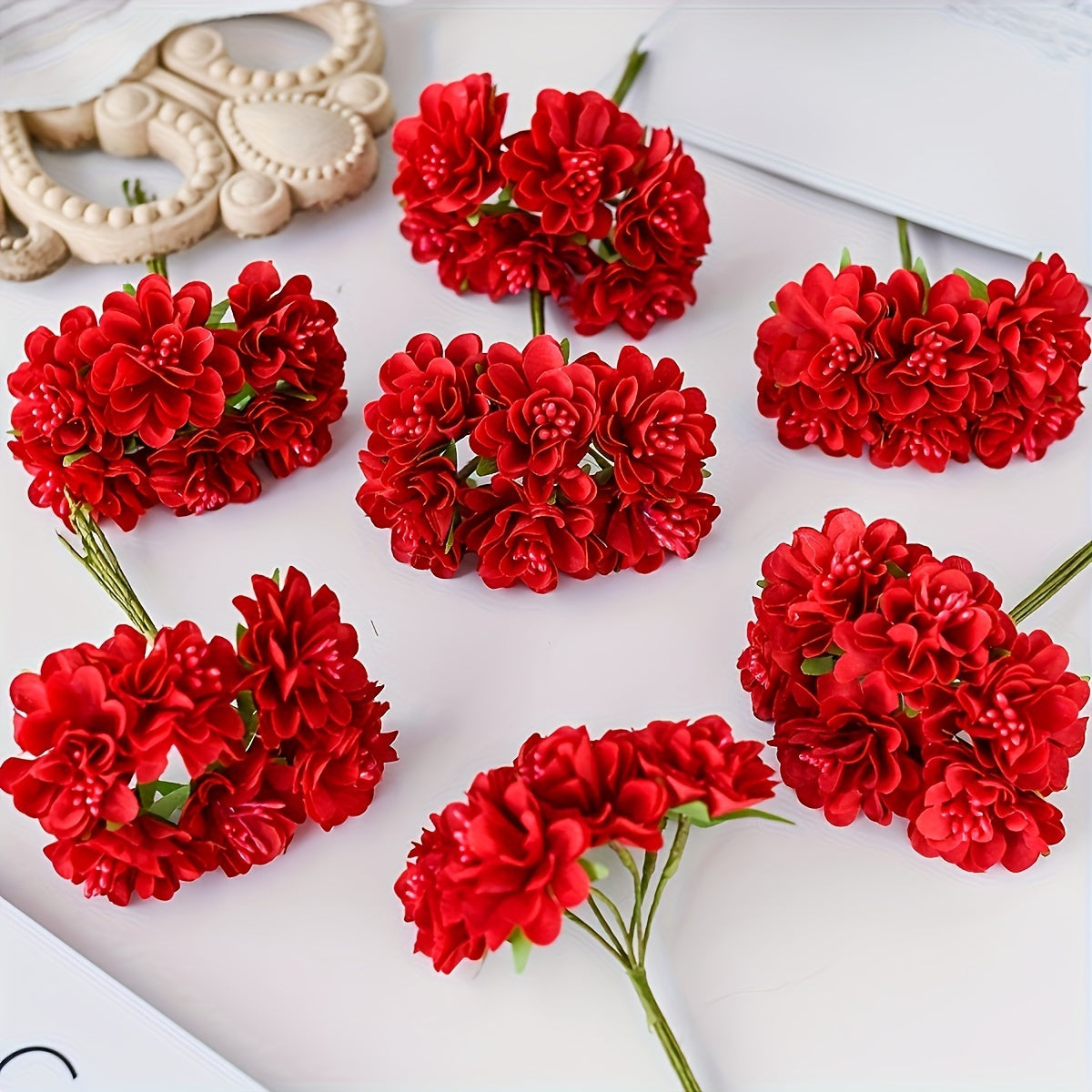 Мини-искусственный букет гортензии с 6 головками, пластиковые гвоздики для домашнего декора, свадеб