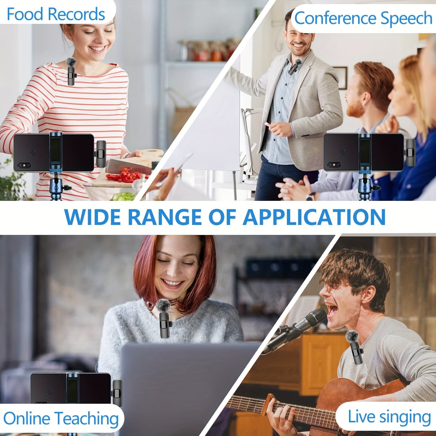 2 шт. беспроводной петличный микрофон USB Type C 2.4G для iPhone iPad потоковая передача караоке