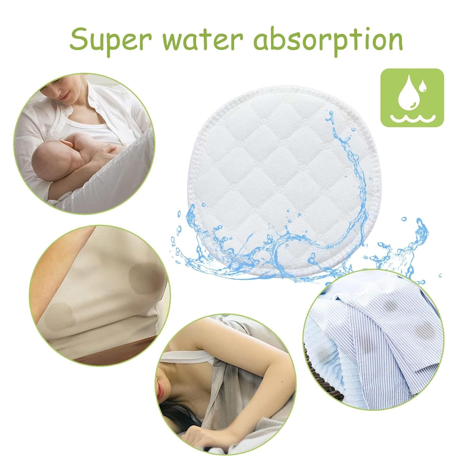 Reusable Nursing Pads for Breastfeeding Mothers Leak-Proof Hypoallergenic Washable 20pcs