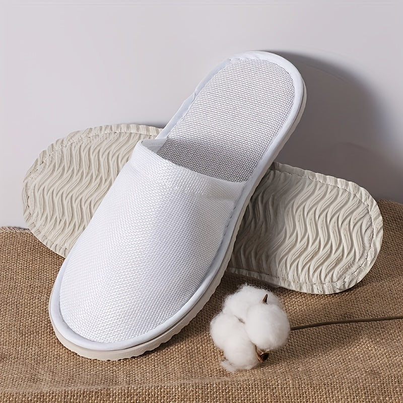 Unisex Casual Solid Color Slip-On Slippers 6 Pairs All-Season Fabric