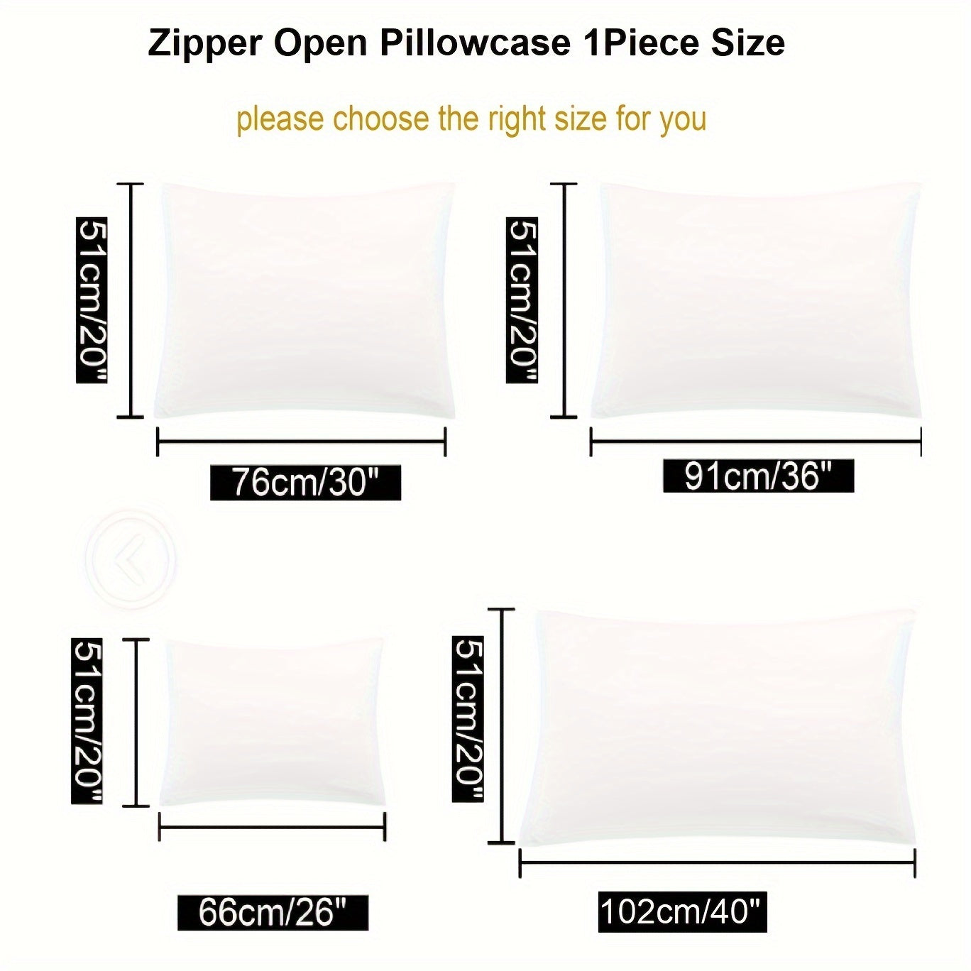 Microfiber Pillowcase with Zipper Closure Solid Color Various Sizes