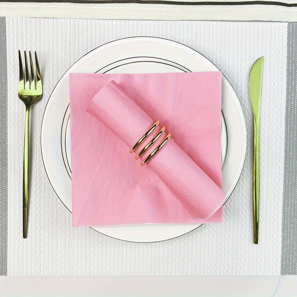 Set of 20 Pink Square Disposable Paper Napkins 33x33cm for Restaurant Wedding Thanksgiving