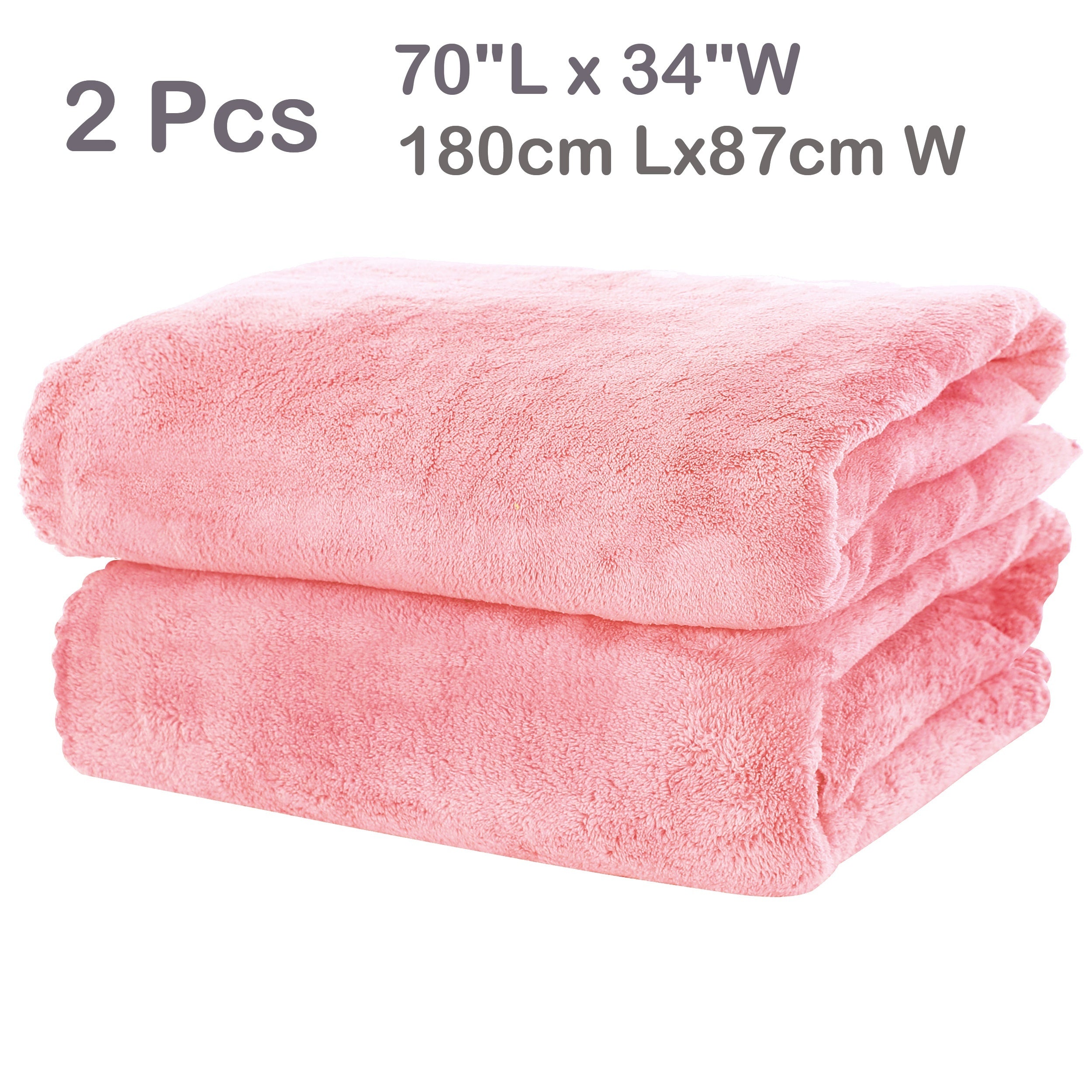 2-Piece Polyester Coral Velvet Bath Towel Set Highly Absorbent Soft for Bathroom Fitness Travel