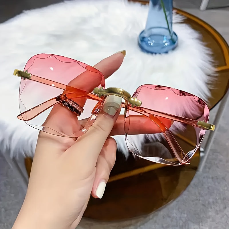 3 Piezas Gafas de moda sin marco para hombres y mujeres, cuadradas, angulares, de policarbonato