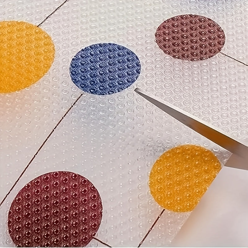 Reutilizables forros de estantes de plástico para refrigerador con lunares, sin adhesivo, libres de BPA, fáciles de limpiar