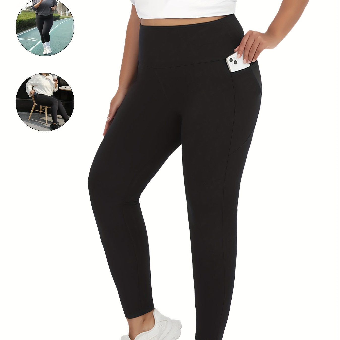 Plus Size Women's Soft High Waist Leggings Tummy Control Yoga Workout